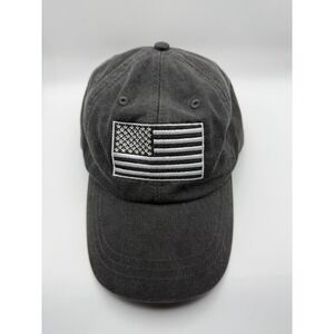 Adams USA Flag Embroidered‎ Washed Black Baseball Cap Adjustable